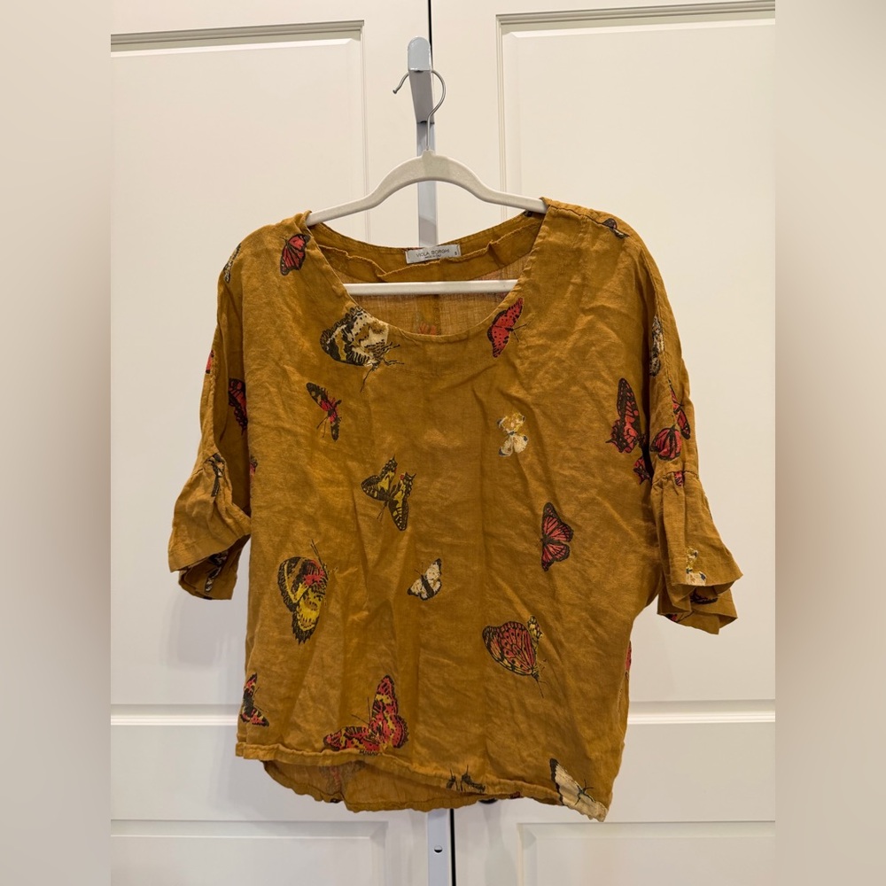 Viola borghi linen butterfly top size small - Picture 2 of 5